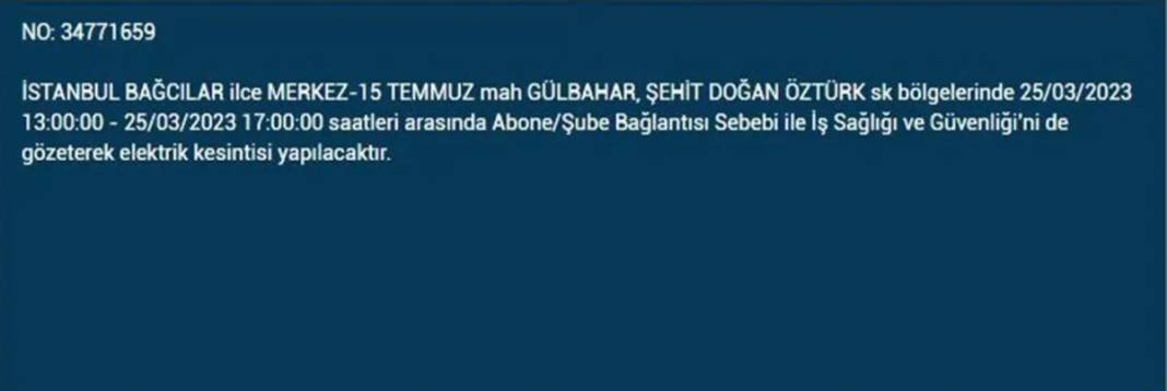 İstanbullular dikkat! Yarın bu ilçelerde elektrikler kesilecek 32